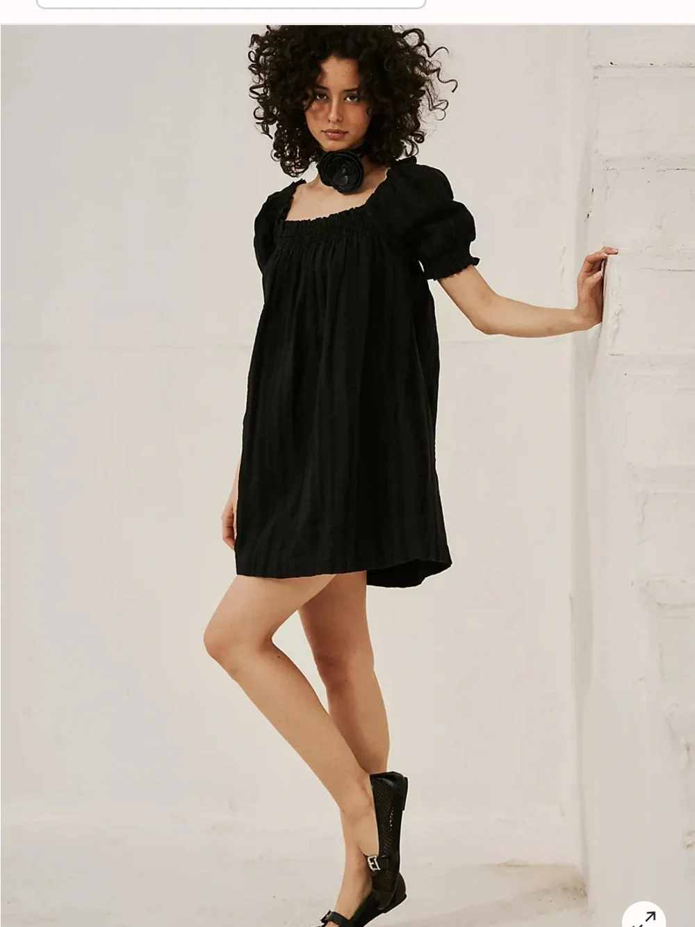 FREE PEOPLE• black cotton baby doll dress
